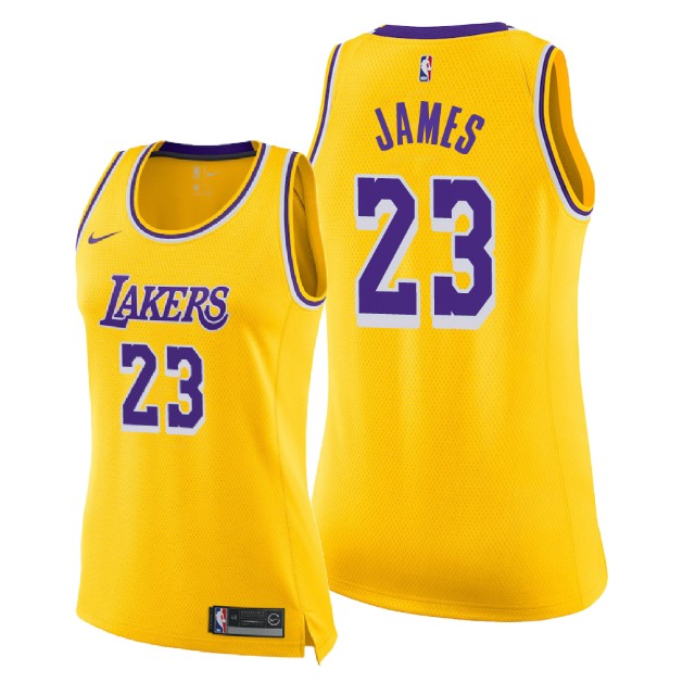Women's Los Angeles Lakers LeBron James #23 NBA Female Icon Edition Gold Basketball Jersey CDT8883VN